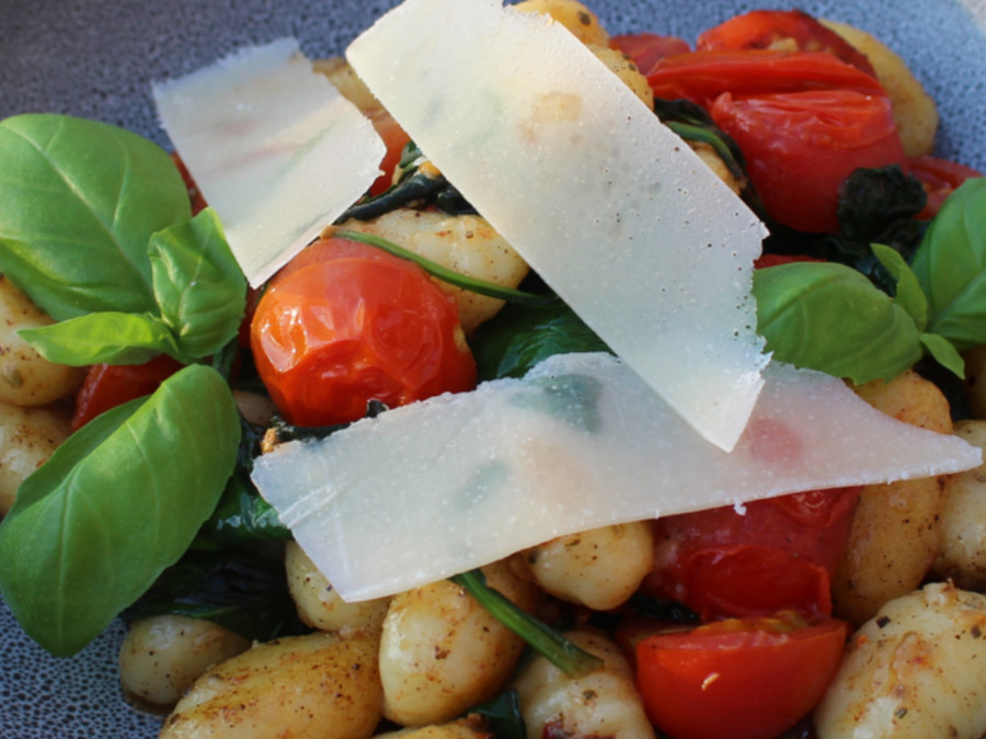 Pan-fried Potato Gnocci, Sautéed Honeycomb Tomatoes and Spinach. Picture; Burpee Europe